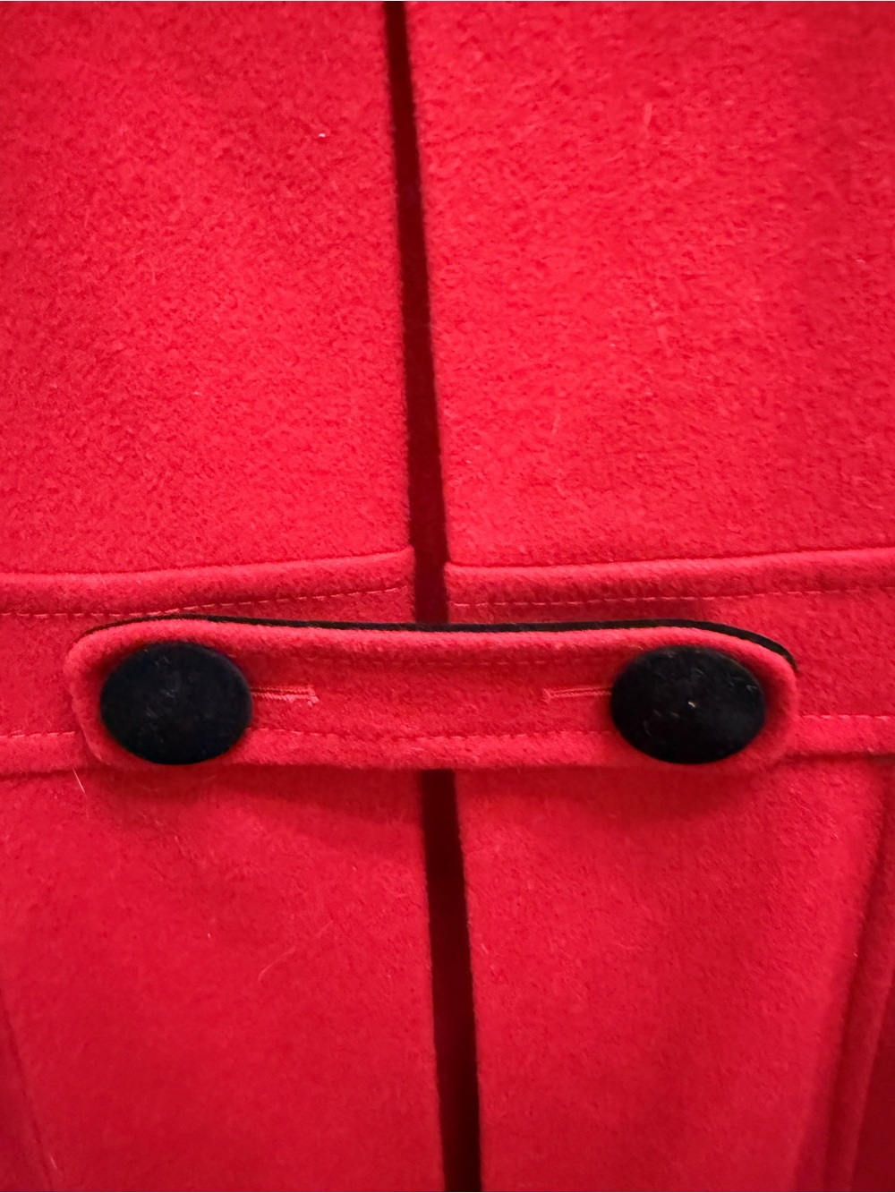 Laundry by Design Red Double-Breasted Pea Coat with Black Velvet Buttons - Picture 12 of 12